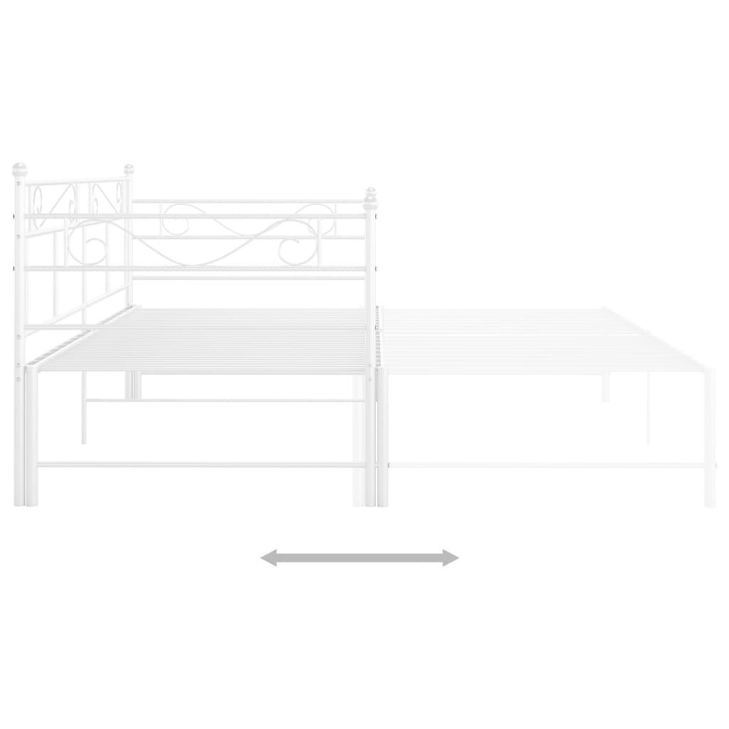 fehér fém kihúzható kanapéágy-keret 90 x 200 cm