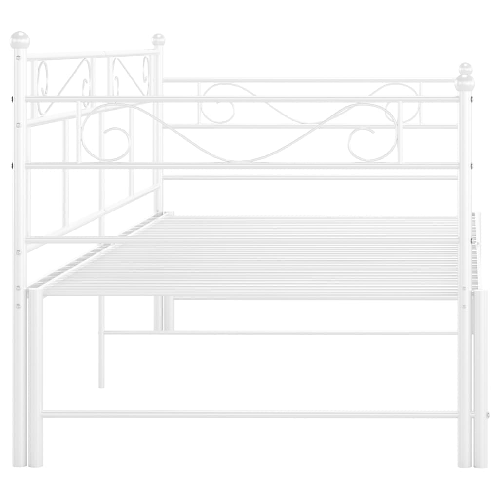 fehér fém kihúzható kanapéágy-keret 90 x 200 cm