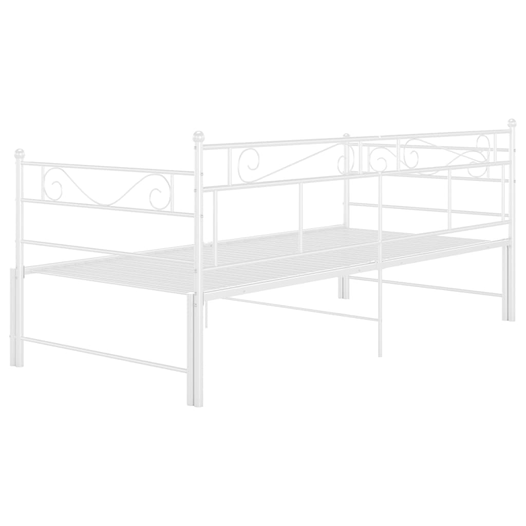fehér fém kihúzható kanapéágy-keret 90 x 200 cm