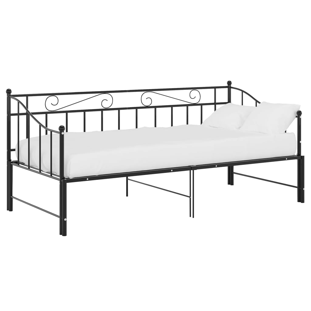 fekete fém kihúzható kanapéágykeret 90 x 200 cm