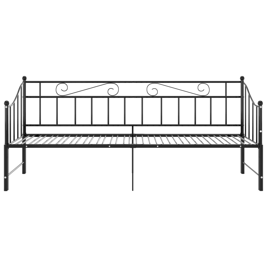 fekete fém kihúzható kanapéágykeret 90 x 200 cm