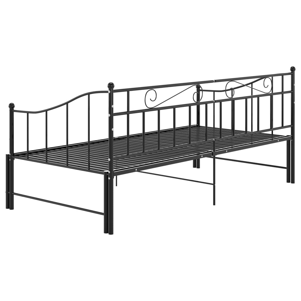 fekete fém kihúzható kanapéágykeret 90 x 200 cm