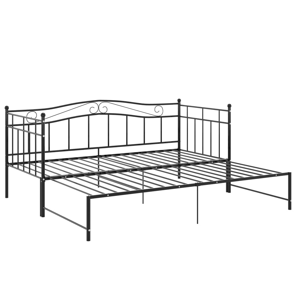fekete fém kihúzható kanapéágykeret 90 x 200 cm