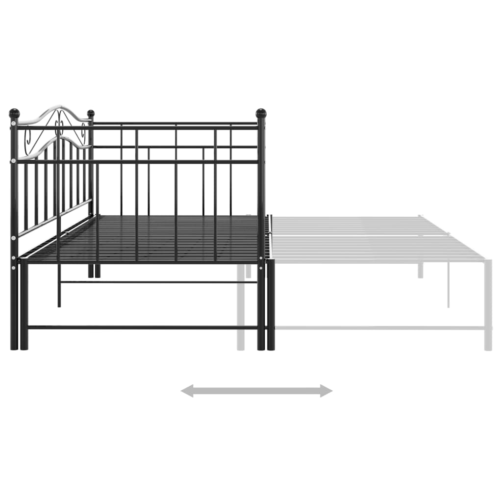 fekete fém kihúzható kanapéágykeret 90 x 200 cm