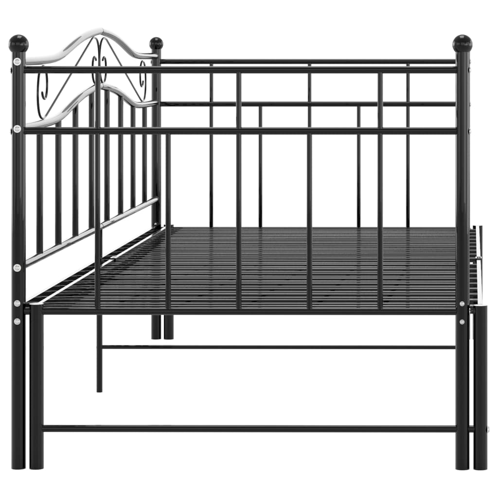 fekete fém kihúzható kanapéágykeret 90 x 200 cm