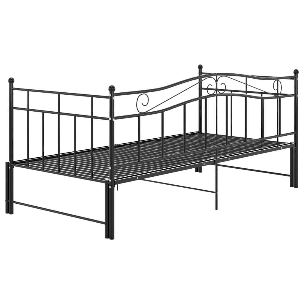 fekete fém kihúzható kanapéágykeret 90 x 200 cm