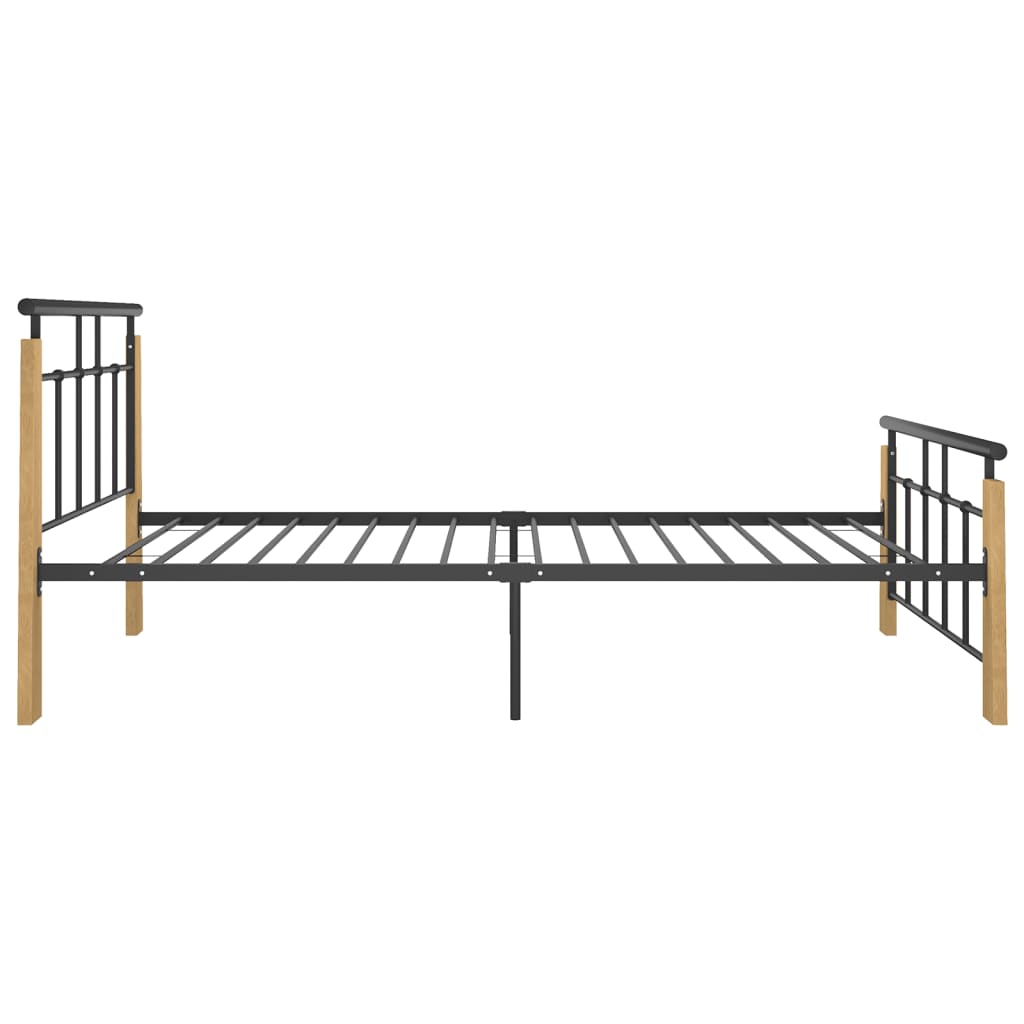 fém és tömör tölgyfa ágykeret 90 x 200 cm