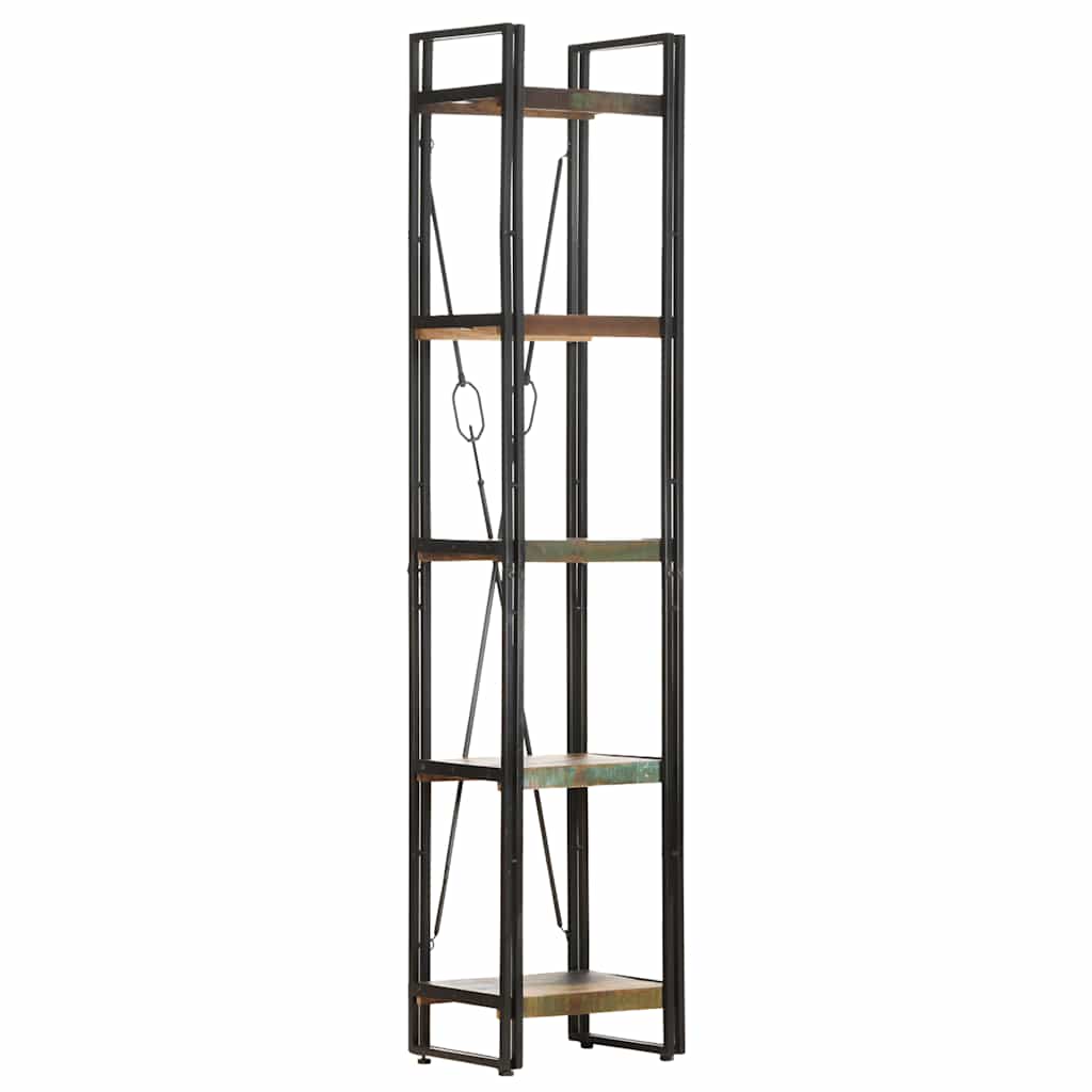 5 szintes tömör újrahasznosított fa könyvespolc 40x30x180 cm