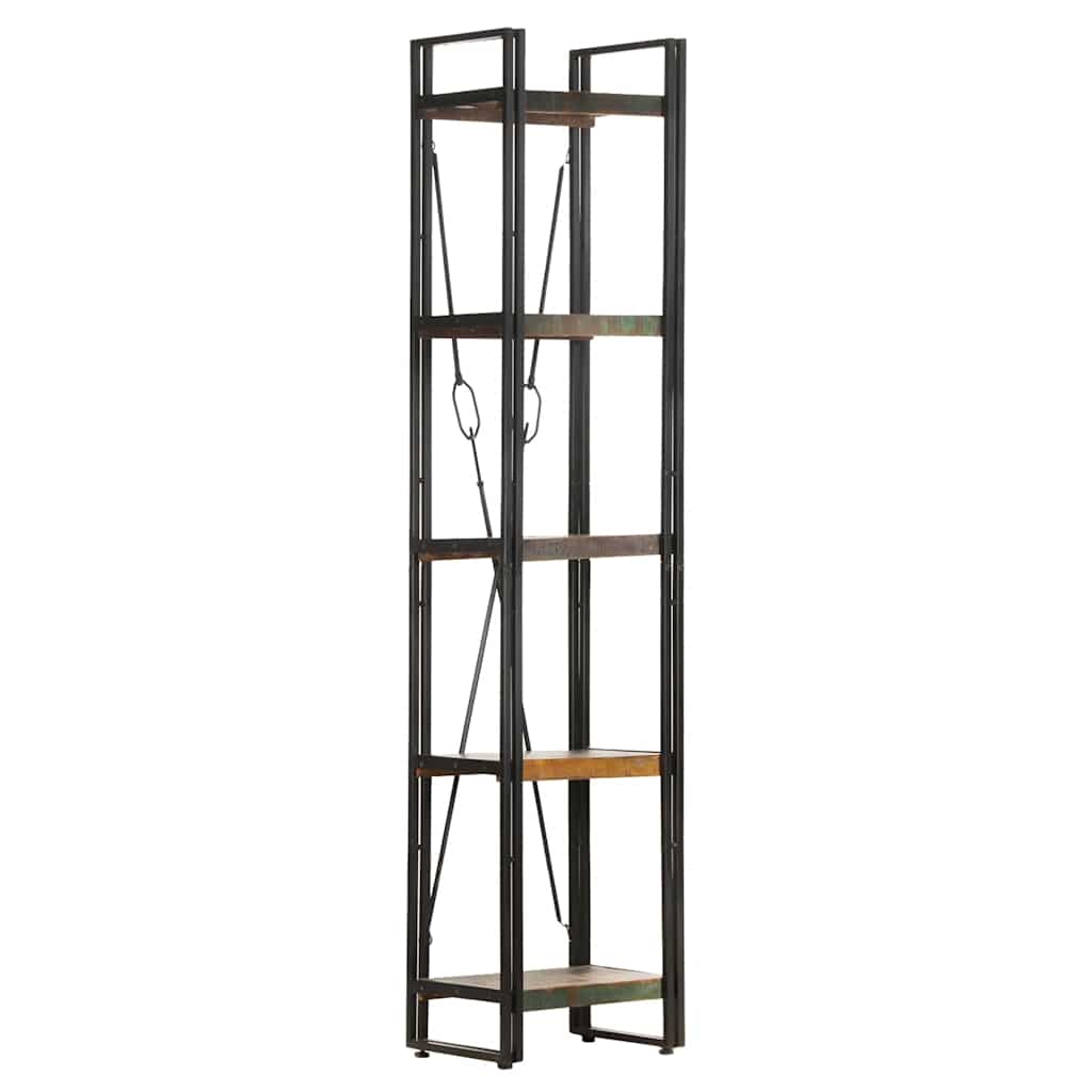 5 szintes tömör újrahasznosított fa könyvespolc 40x30x180 cm