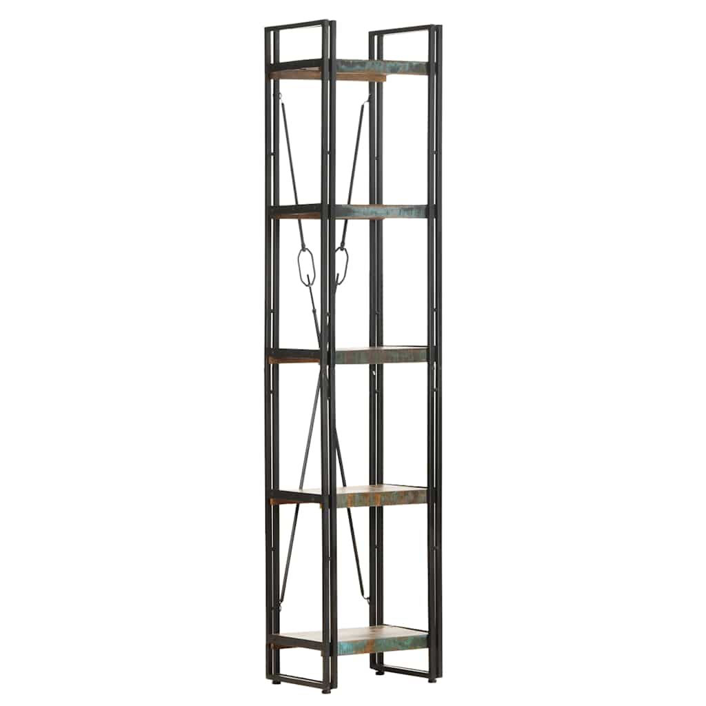 5 szintes tömör újrahasznosított fa könyvespolc 40x30x180 cm