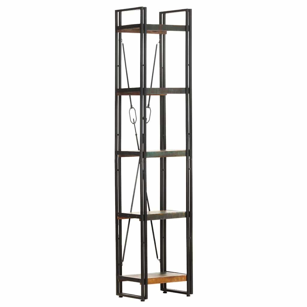 5 szintes tömör újrahasznosított fa könyvespolc 40x30x180 cm