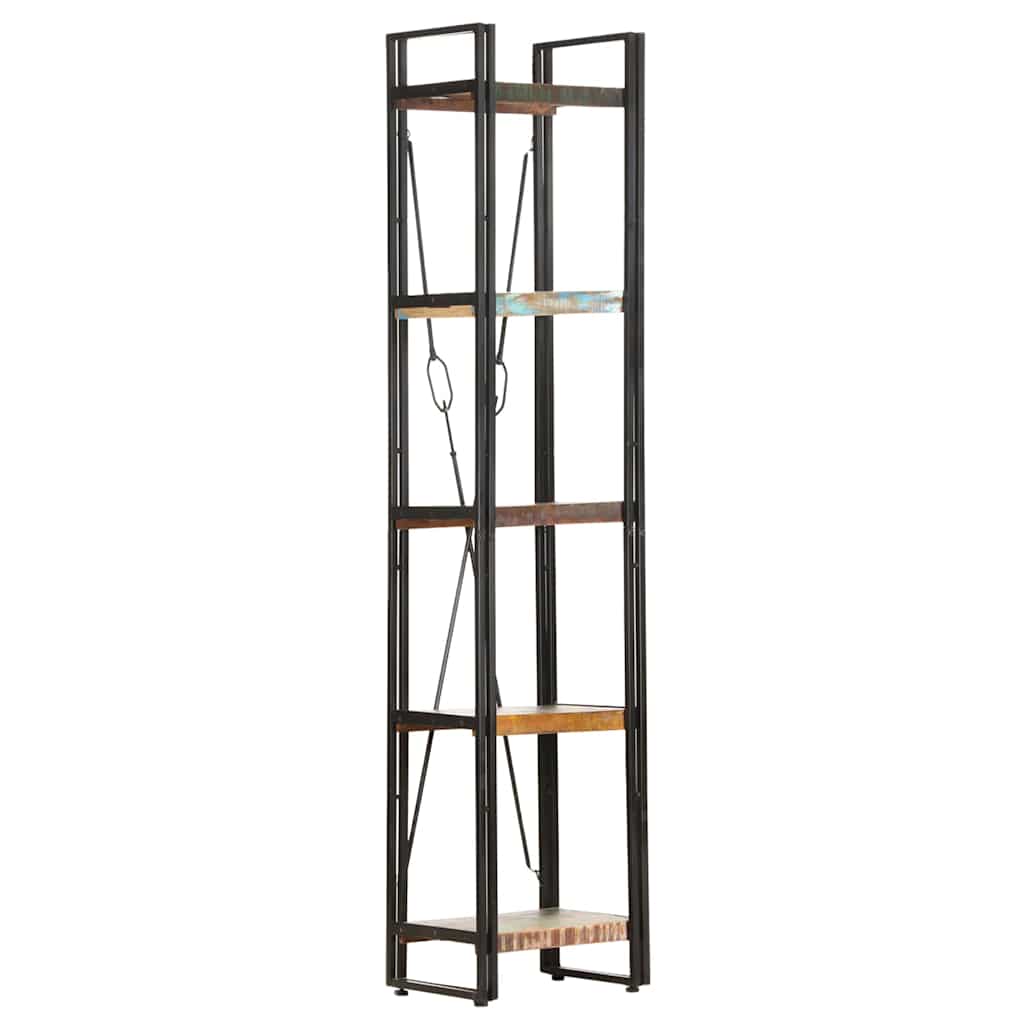 5 szintes tömör újrahasznosított fa könyvespolc 40x30x180 cm