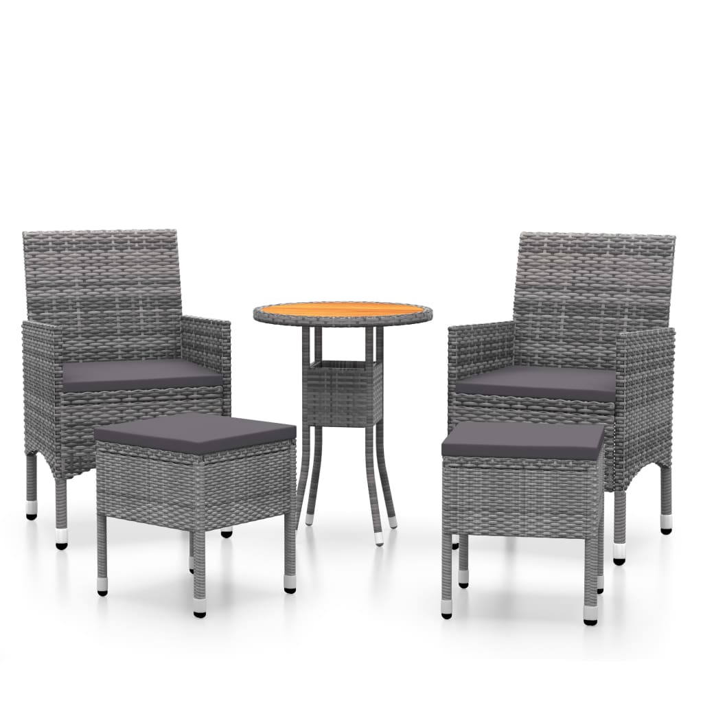 5 részes szürke polyrattan kerti ülőgarnitúra