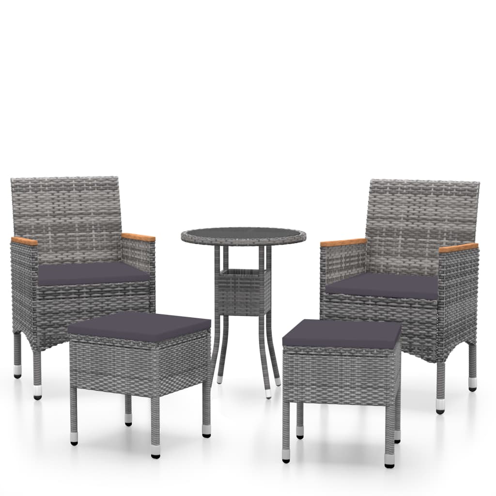 5 részes szürke polyrattan kerti ülőgarnitúra