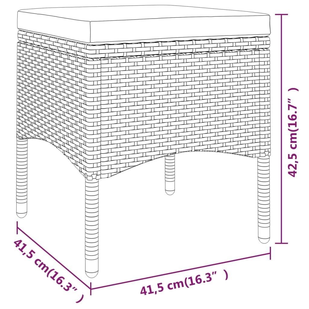 5 részes fekete polyrattan kerti ülőgarnitúra