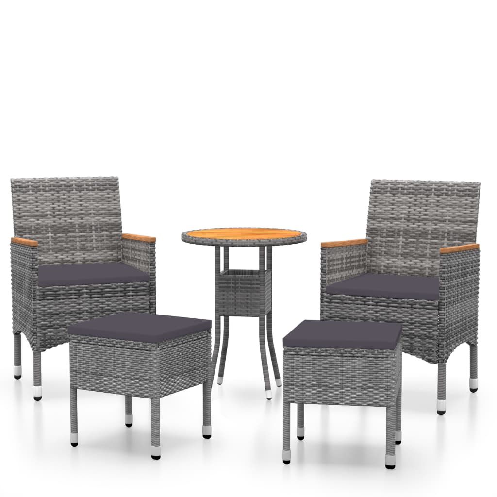 5 részes szürke polyrattan kerti ülőgarnitúra