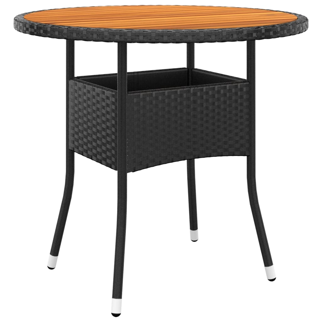 3 részes fekete polyrattan kerti étkezőgarnitúra