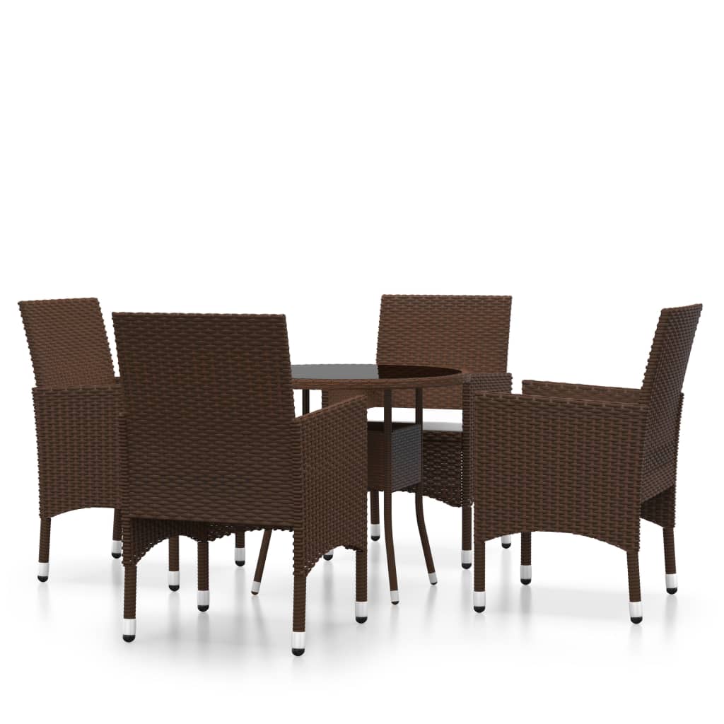 5 részes barna polyrattan kerti étkezőgarnitúra