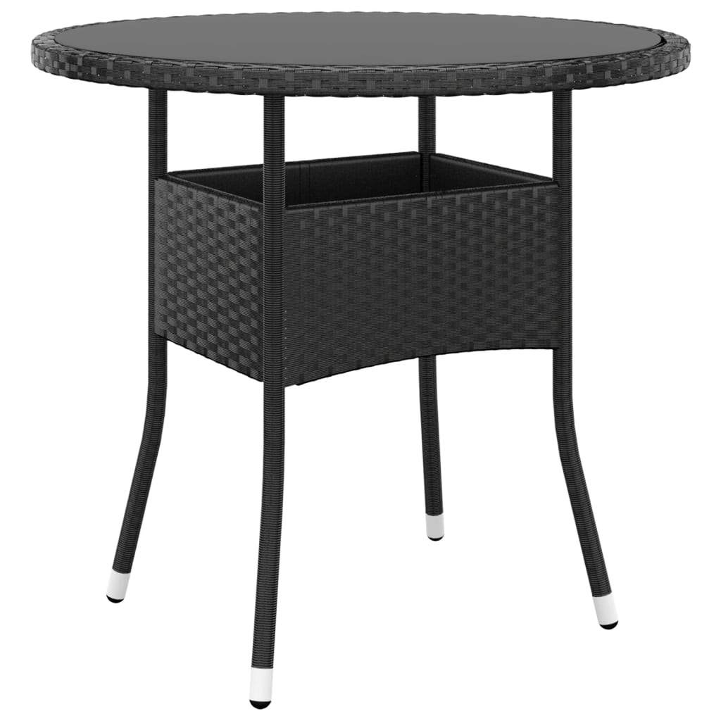 5 részes fekete polyrattan kerti étkezőgarnitúra