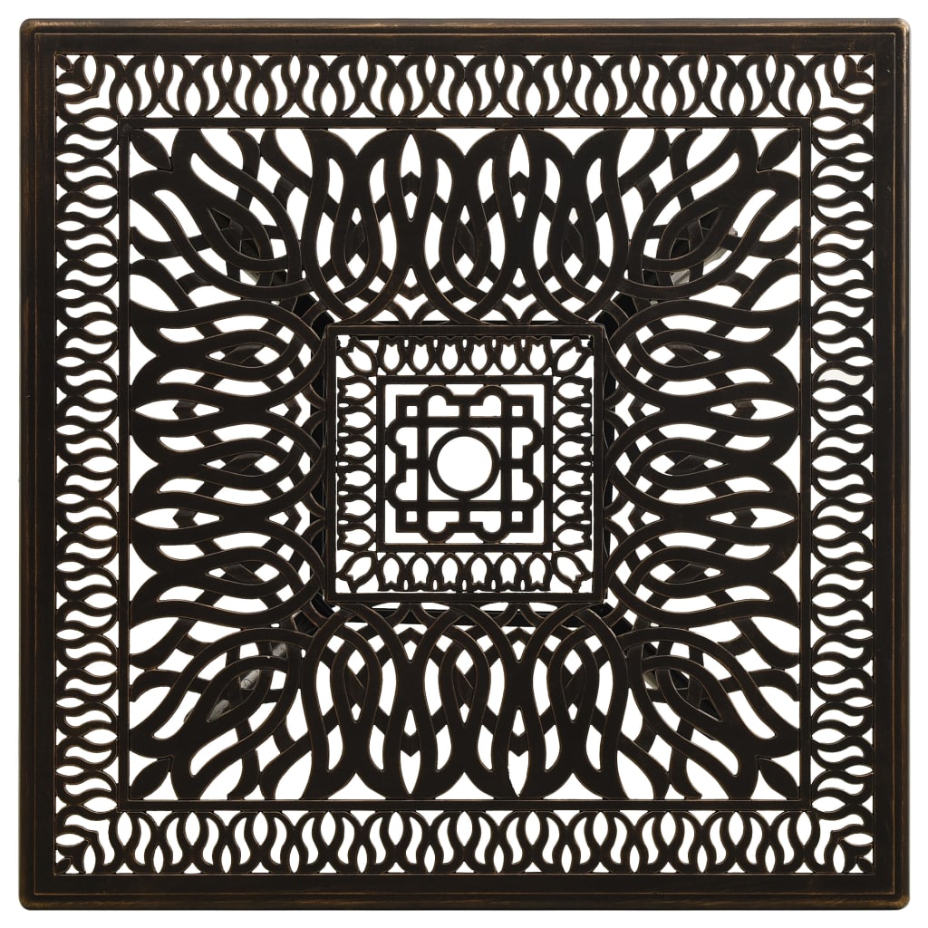 bronzszínű öntött alumínium kerti asztal 90 x 90 x 73 cm