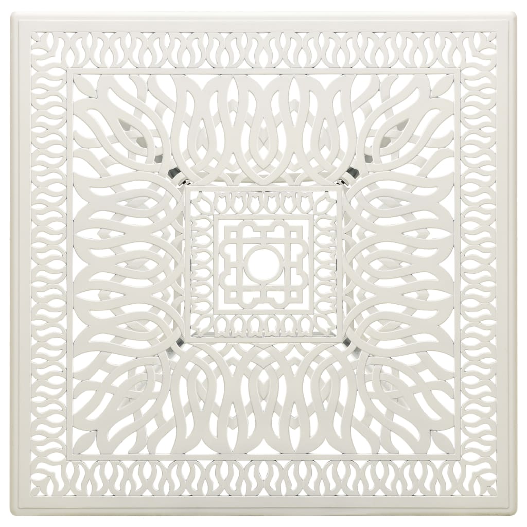 fehér öntött alumínium kerti asztal 90 x 90 x 73 cm