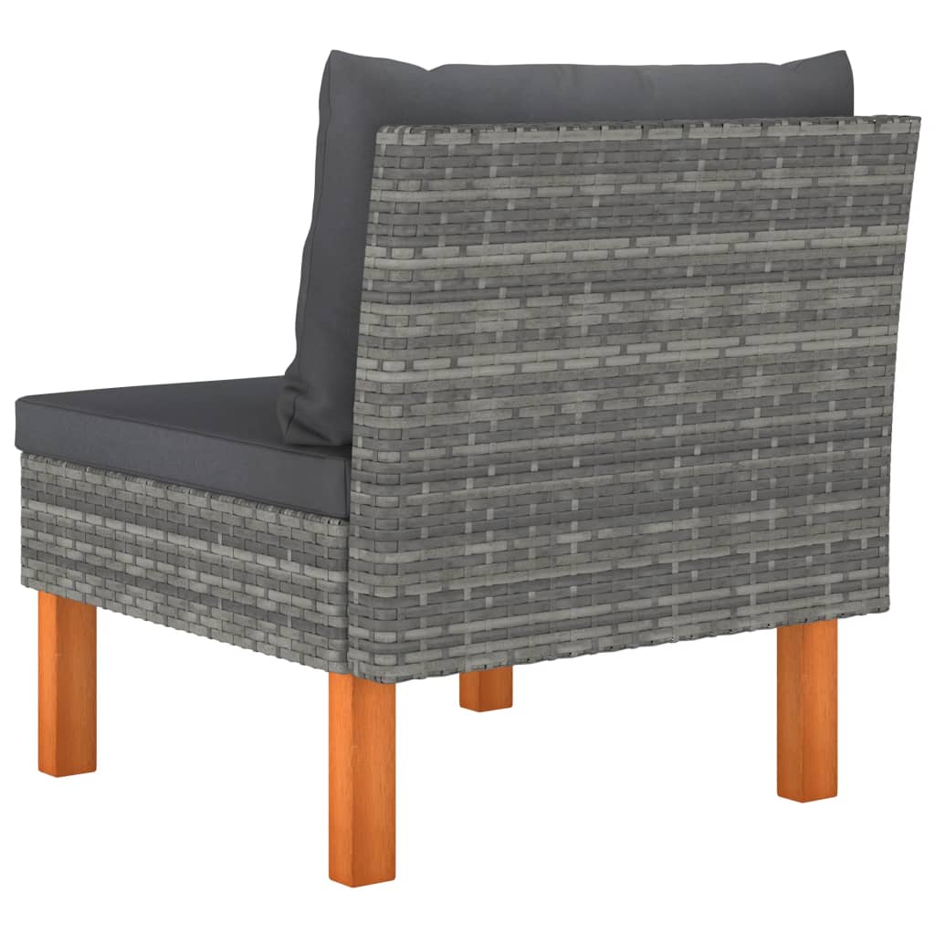 polyrattan és tömör eukaliptuszfa középső kanapé