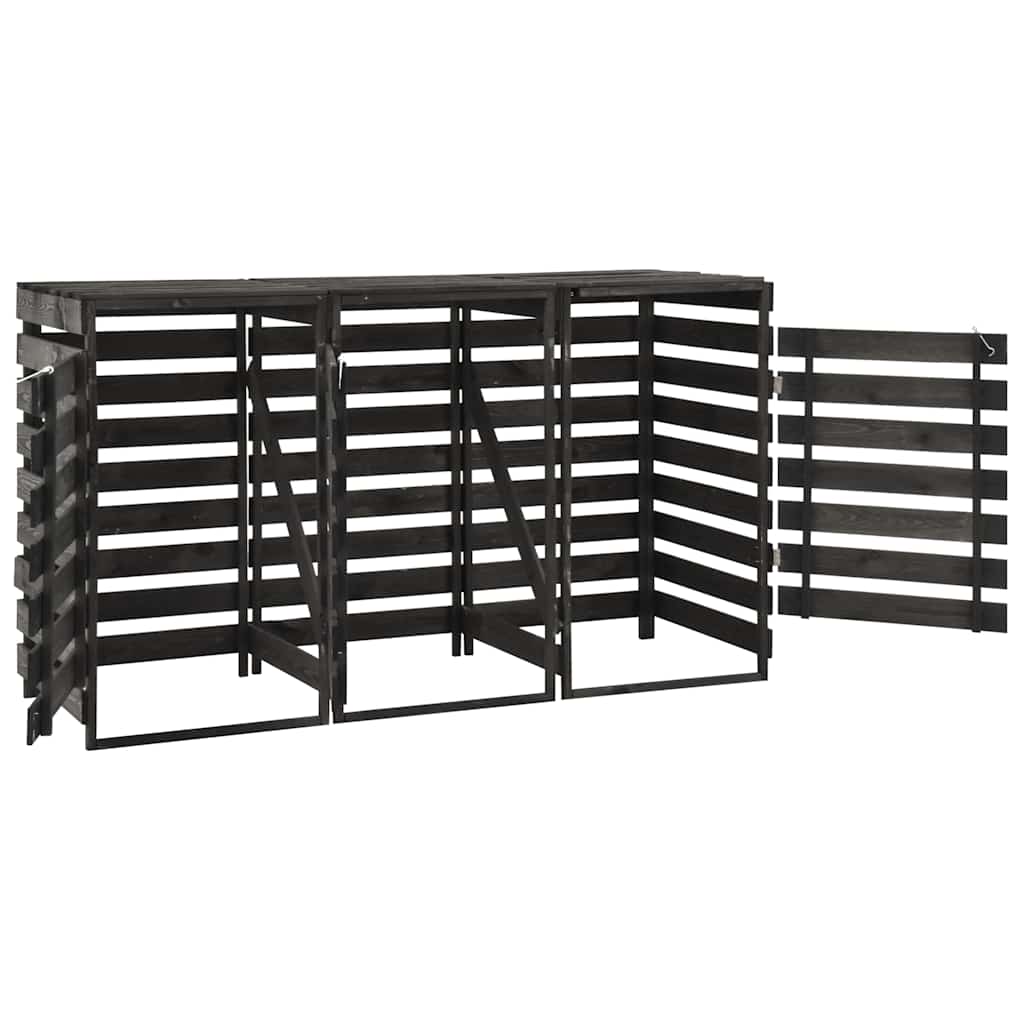 festett tömör fenyőfa tripla kerekeskuka-tároló 210x75x121 cm