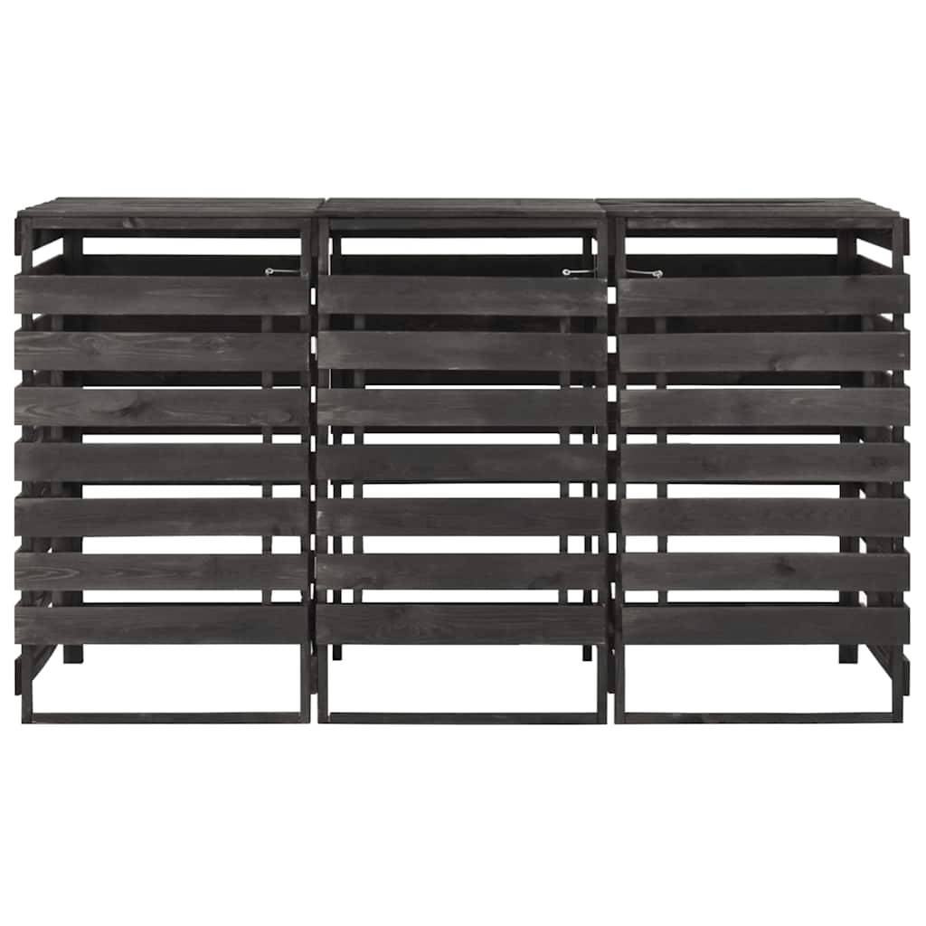 festett tömör fenyőfa tripla kerekeskuka-tároló 210x75x121 cm
