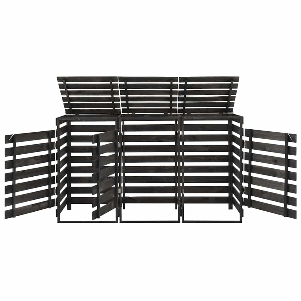 festett tömör fenyőfa tripla kerekeskuka-tároló 210x75x121 cm
