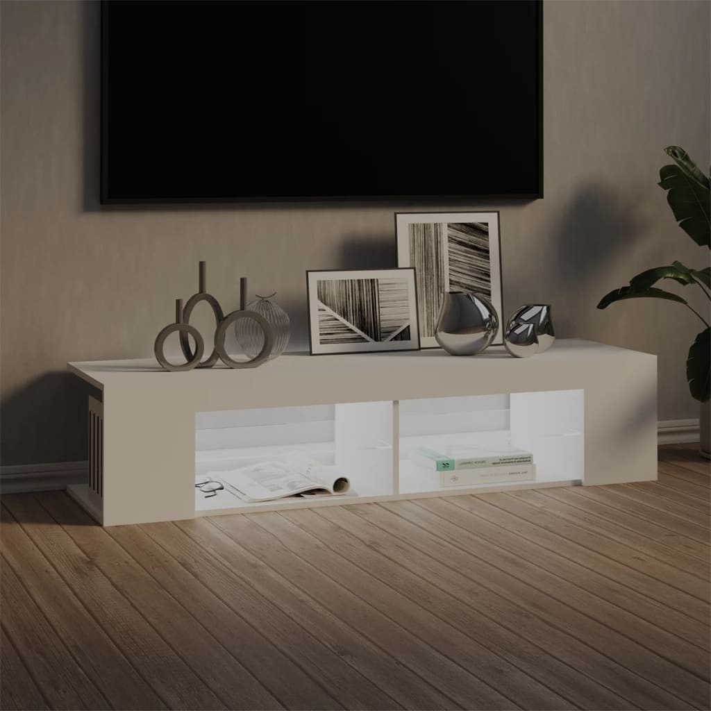 fehér TV-szekrény LED-lámpákkal 135 x 39 x 30 cm