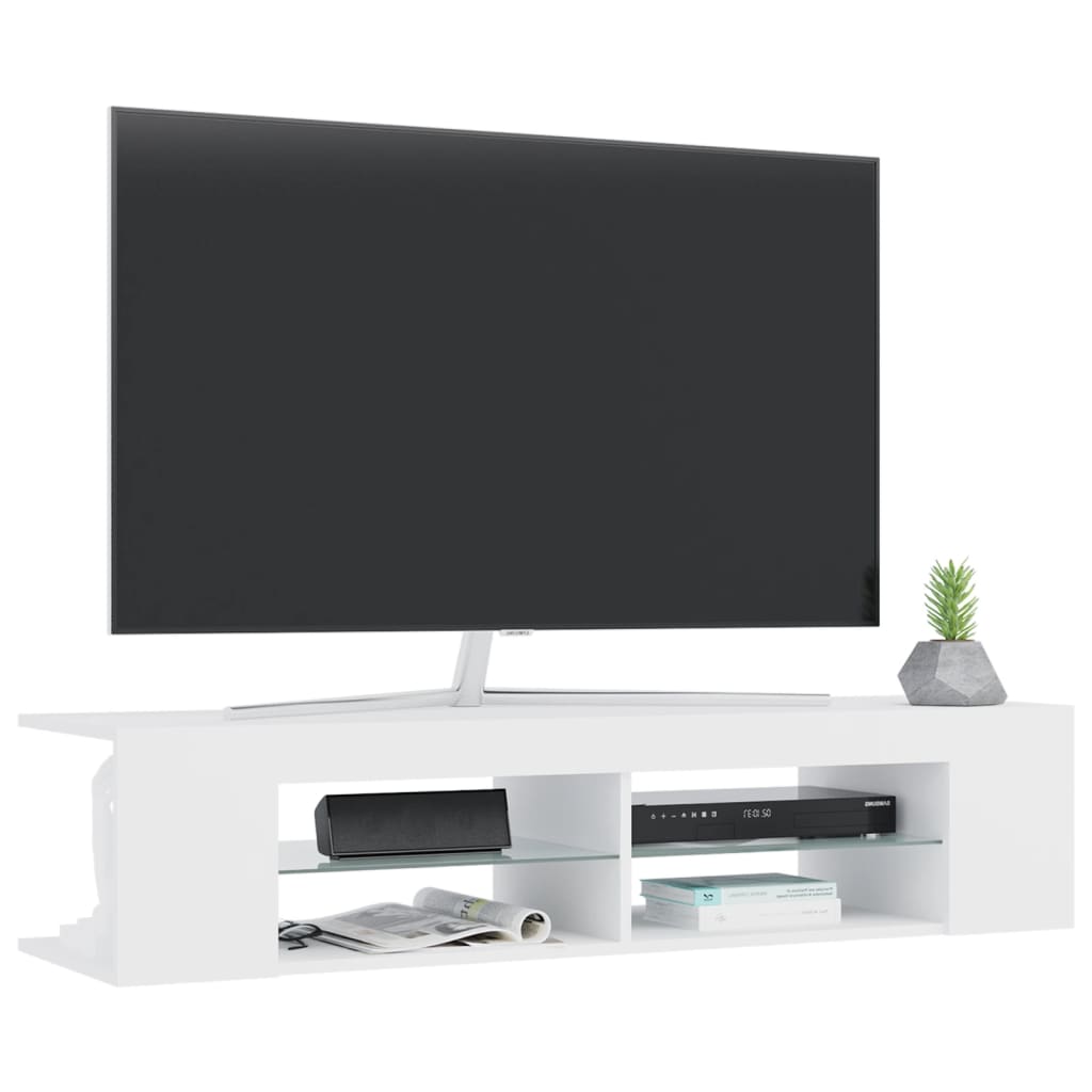 fehér TV-szekrény LED-lámpákkal 135 x 39 x 30 cm