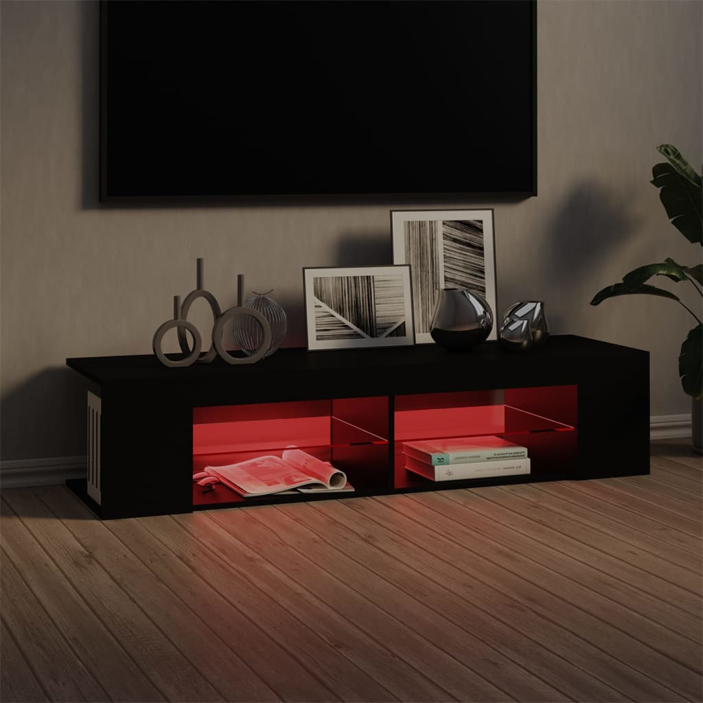 fekete TV-szekrény LED-lámpákkal 135 x 39 x 30 cm