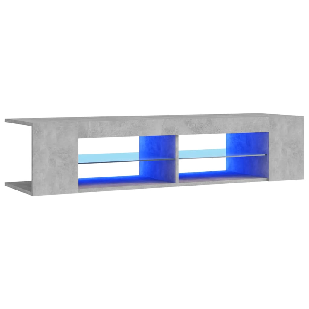 betonszürke TV-szekrény LED-lámpákkal 135 x 39 x 30 cm