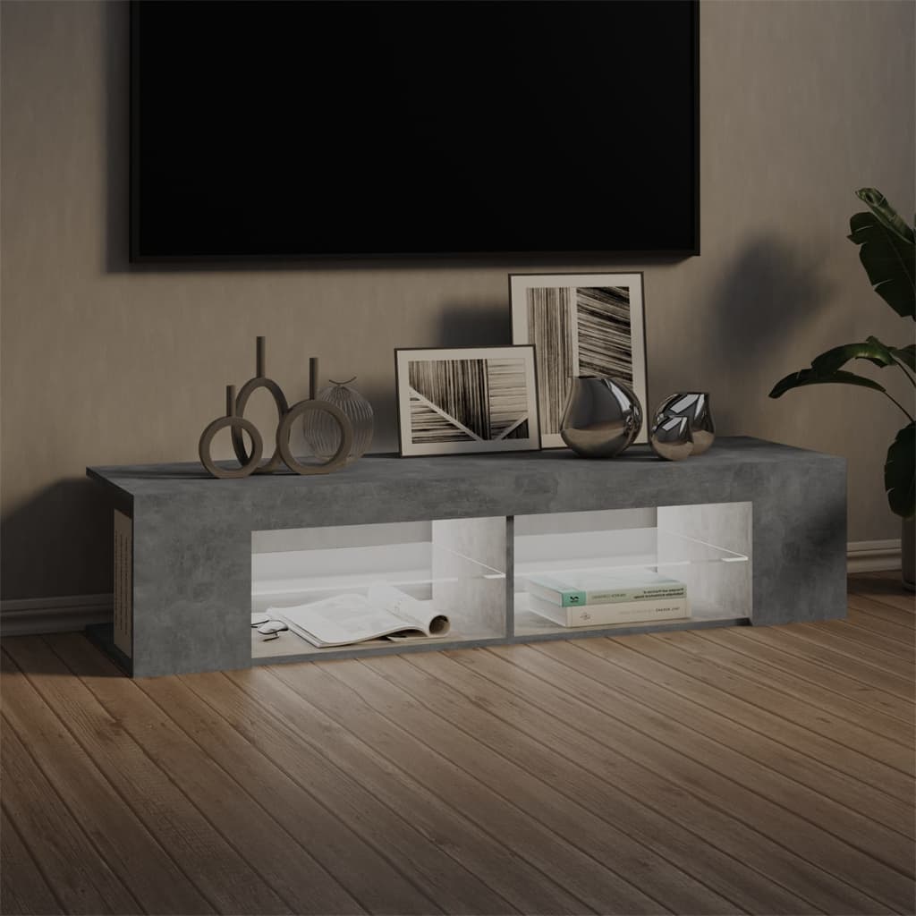betonszürke TV-szekrény LED-lámpákkal 135 x 39 x 30 cm
