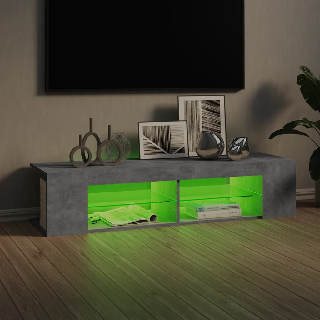 betonszürke TV-szekrény LED-lámpákkal 135 x 39 x 30 cm