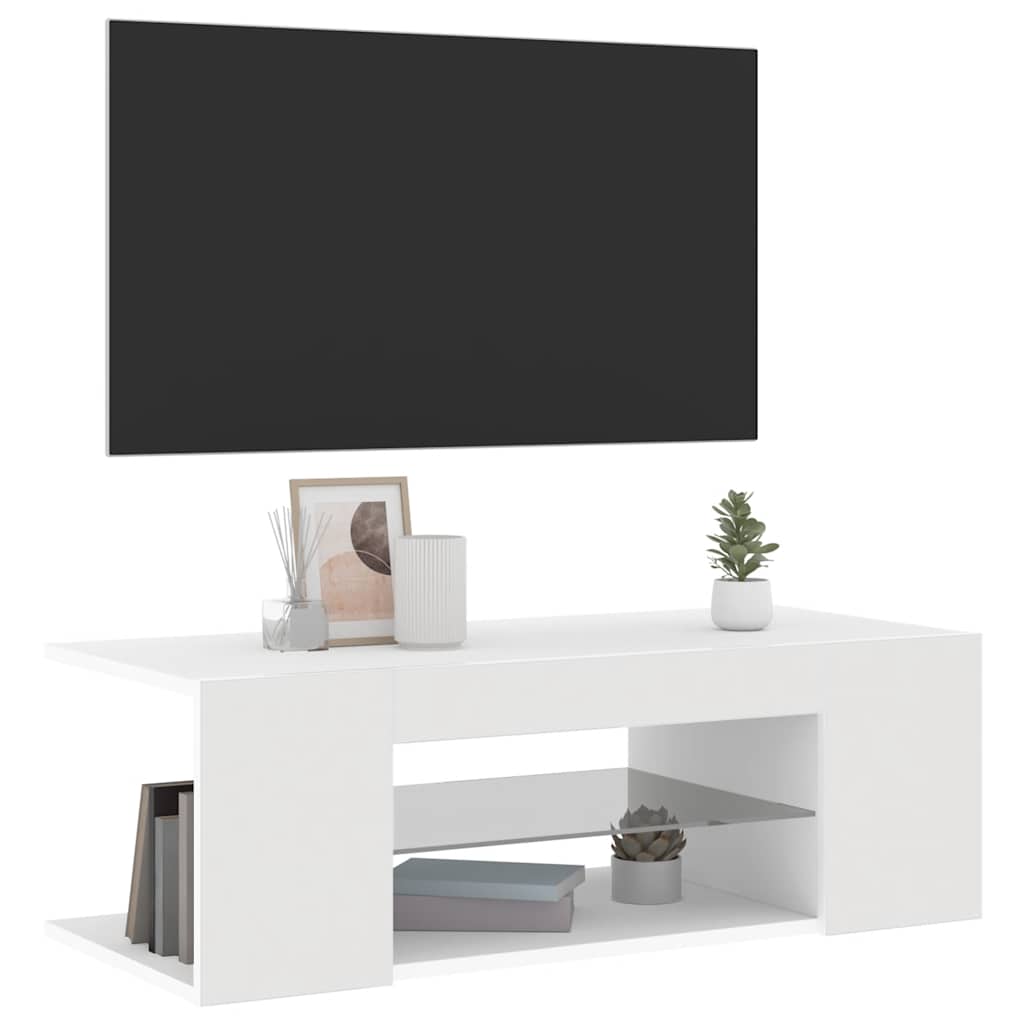 fehér TV-szekrény LED-lámpákkal 90 x 39 x 30 cm