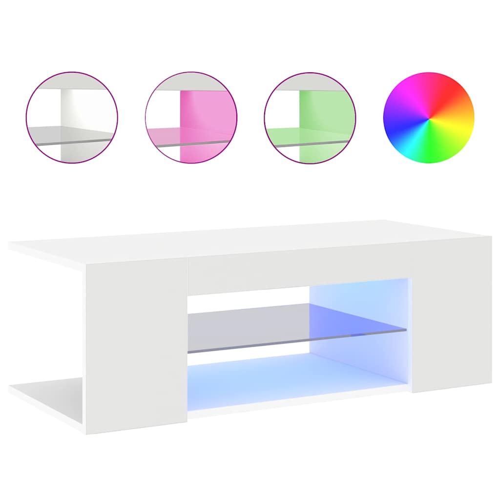 fehér TV-szekrény LED-lámpákkal 90 x 39 x 30 cm