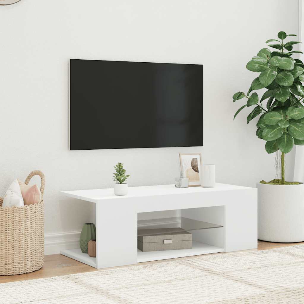 fehér TV-szekrény LED-lámpákkal 90 x 39 x 30 cm