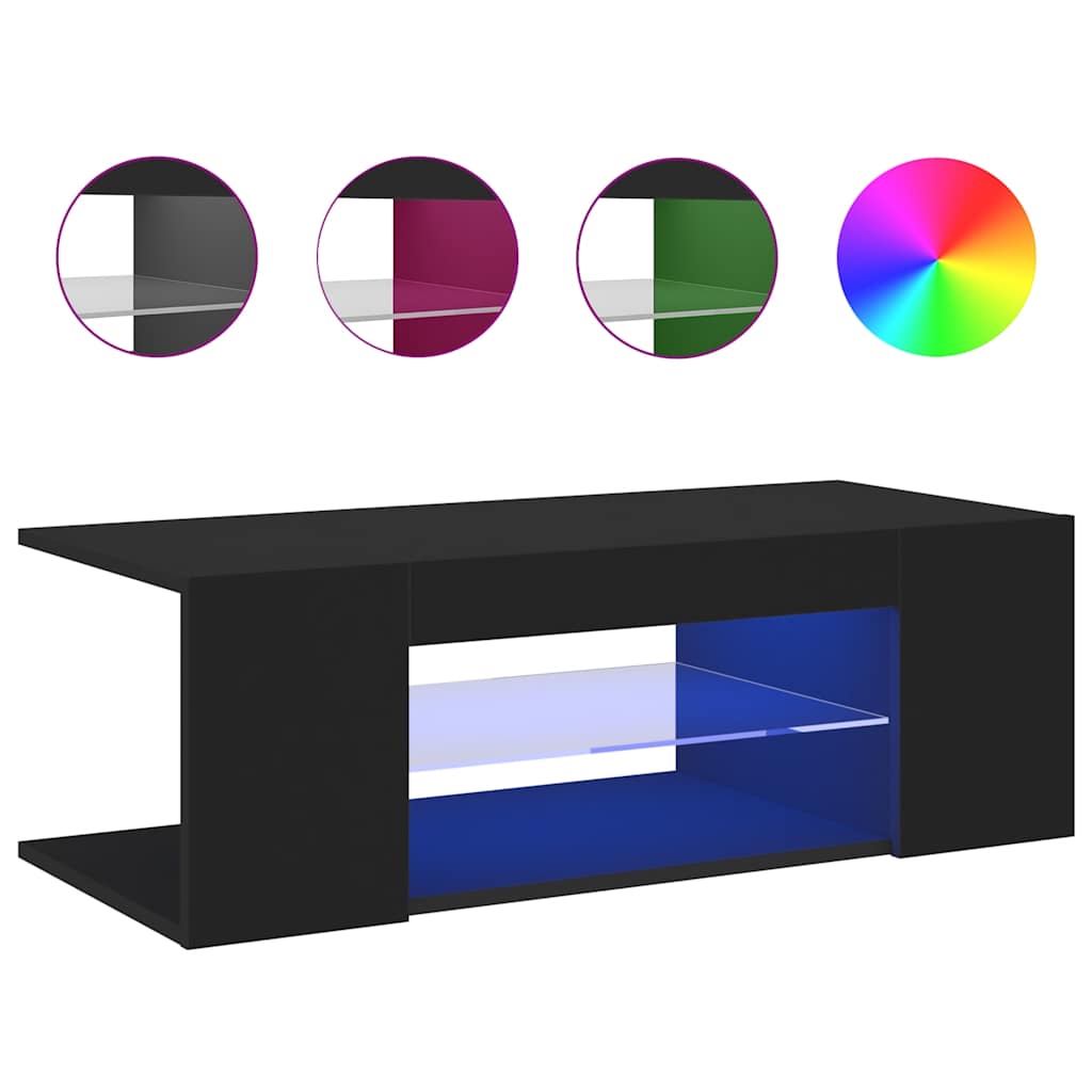 fekete TV-szekrény LED lámpákkal 90 x 39 x 30 cm