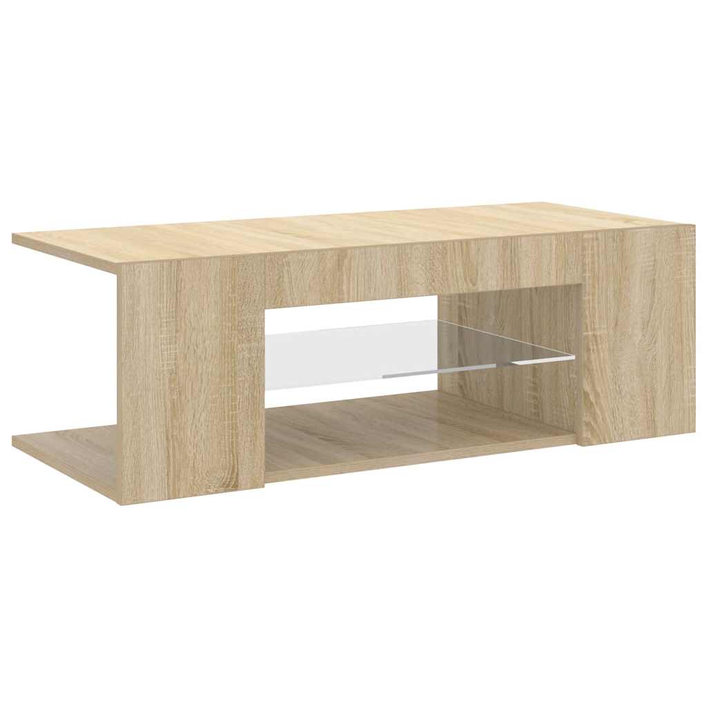 sonoma tölgy színű TV-szekrény LED lámpákkal 90 x 39 x 30 cm
