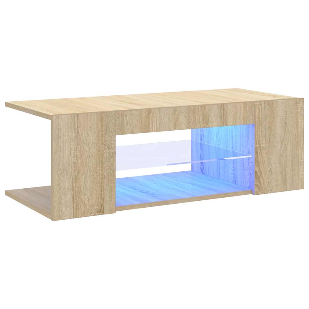 sonoma tölgy színű TV-szekrény LED lámpákkal 90 x 39 x 30 cm