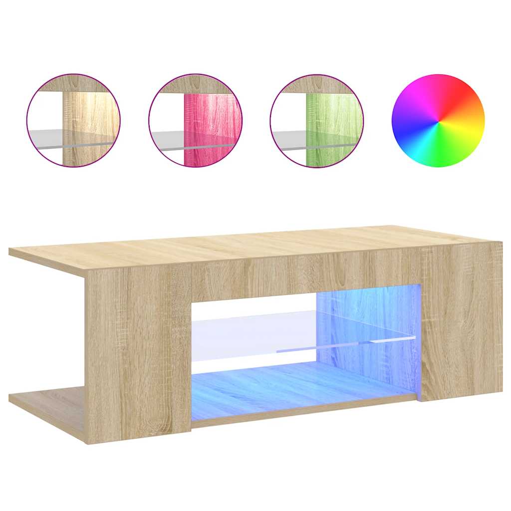 sonoma tölgy színű TV-szekrény LED lámpákkal 90 x 39 x 30 cm