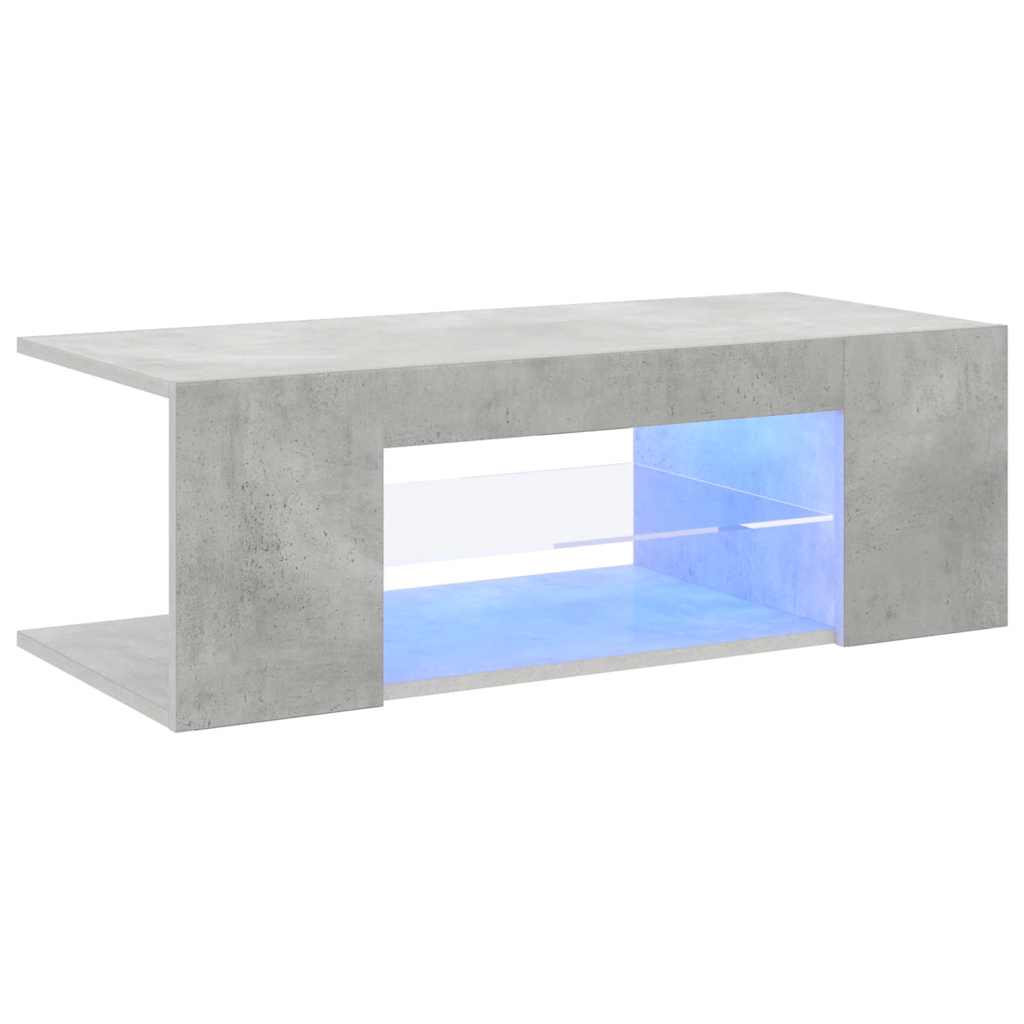 betonszürke TV-szekrény LED lámpákkal 90 x 39 x 30 cm