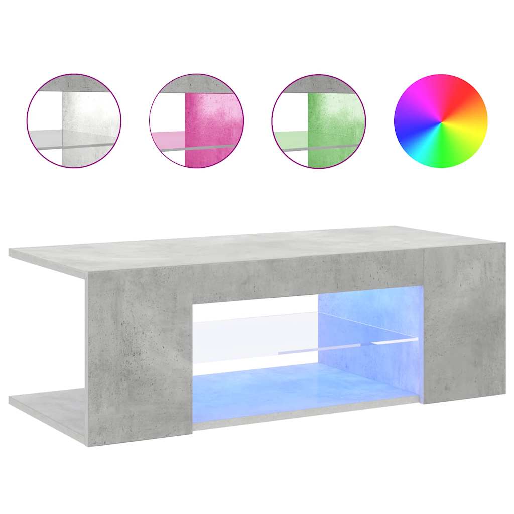 betonszürke TV-szekrény LED lámpákkal 90 x 39 x 30 cm