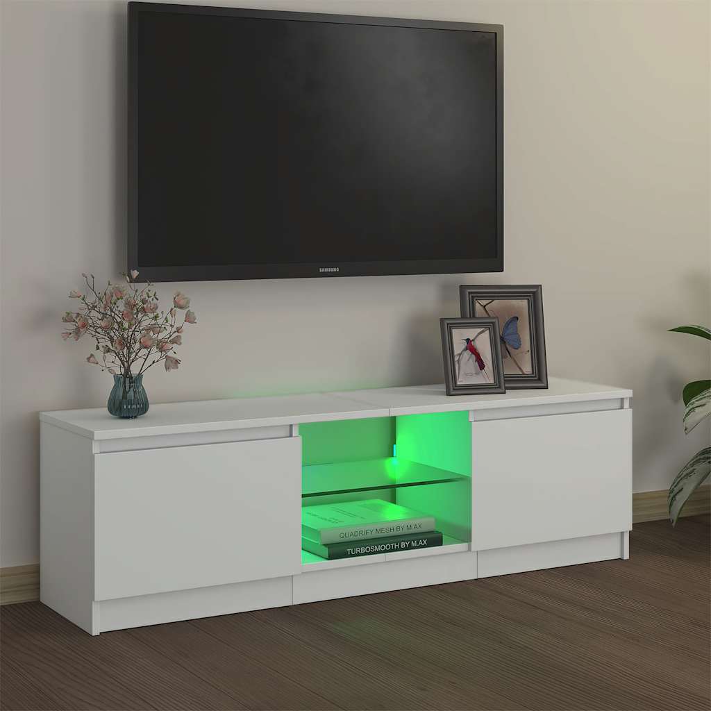 fehér TV-szekrény LED lámpákkal 120 x 30 x 36 cm