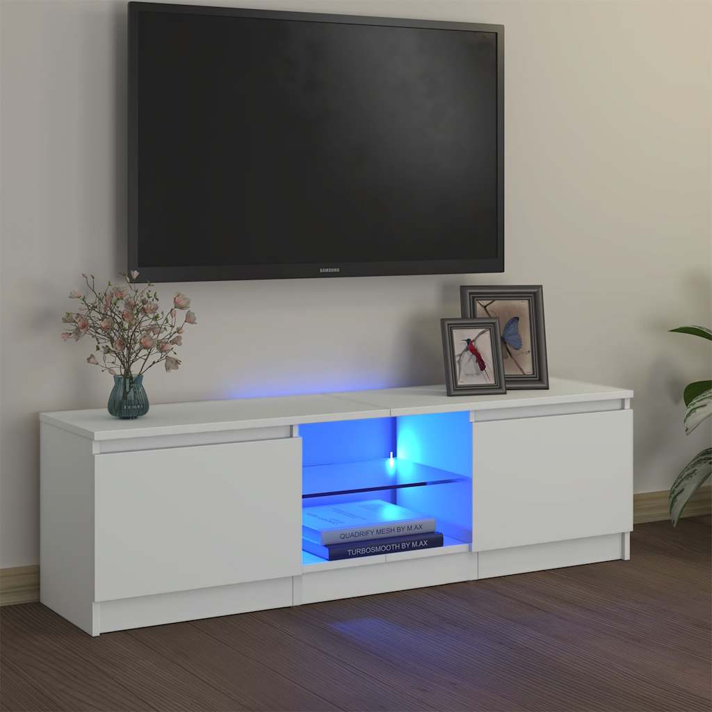 fehér TV-szekrény LED lámpákkal 120 x 30 x 36 cm