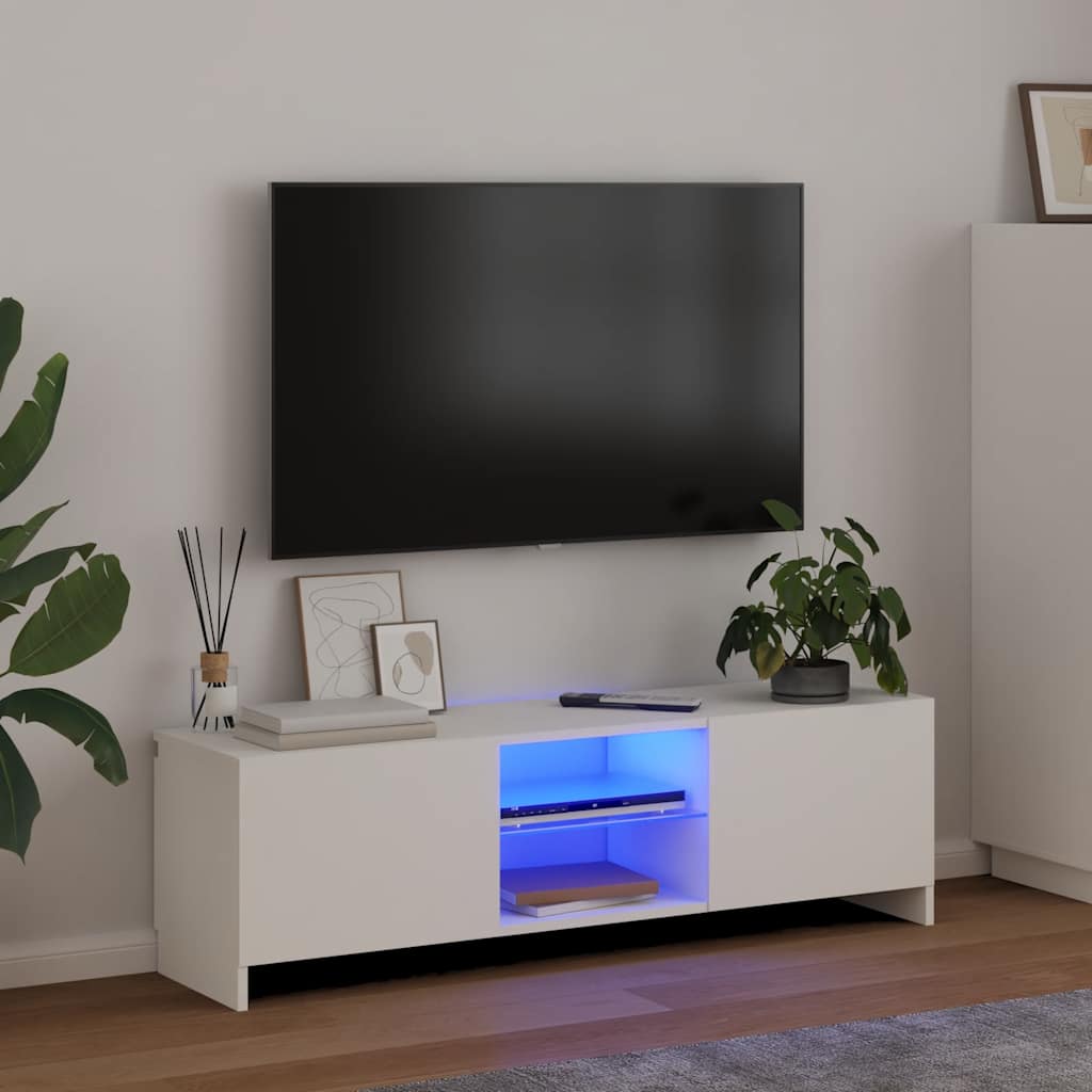 fehér TV-szekrény LED lámpákkal 120 x 30 x 36 cm