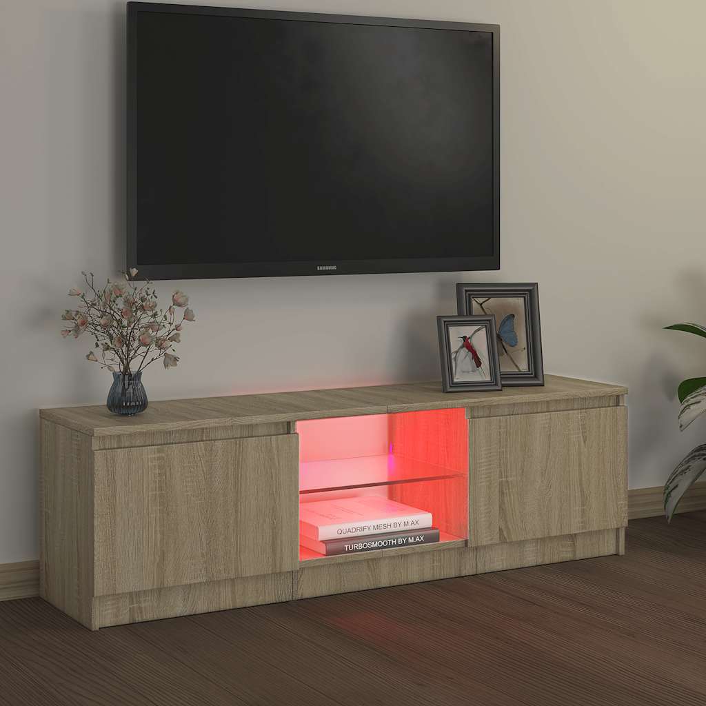 sonoma tölgy színű TV-szekrény LED lámpákkal 120x30x36 cm