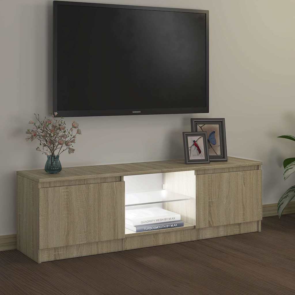 sonoma tölgy színű TV-szekrény LED lámpákkal 120x30x36 cm