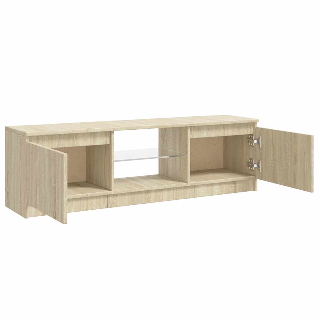 sonoma tölgy színű TV-szekrény LED lámpákkal 120x30x36 cm